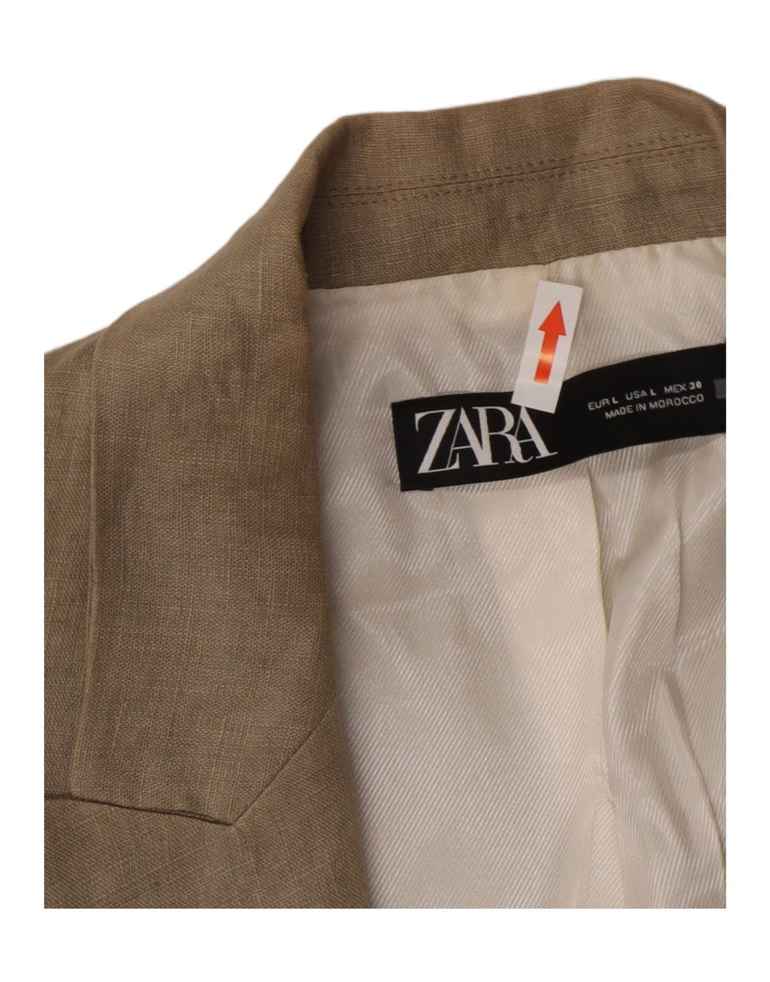 Женский открытый пиджак Zara UK 16, большой, бежевый, льняной