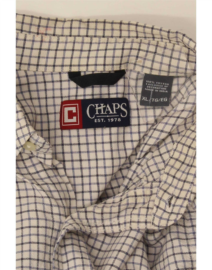 Мужская рубашка обычного кроя Chaps XL, хлопковая белая клетка в клетку