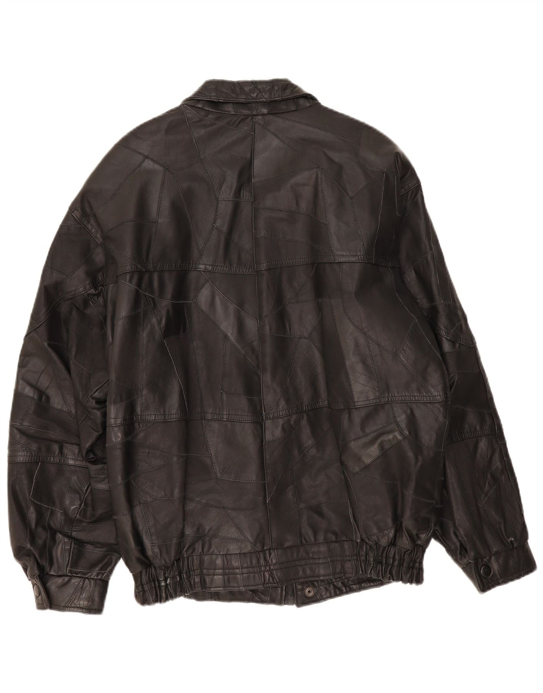 Винтажная мужская кожаная куртка UK 40, большая черная в стиле пэчворк