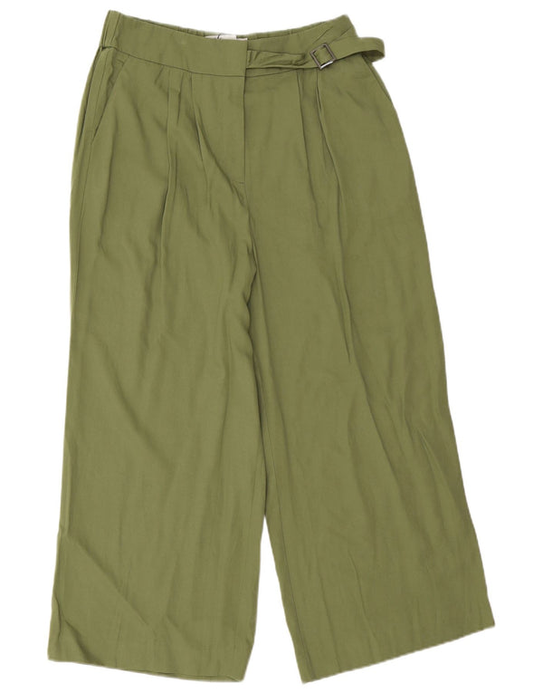 Женские капри с высокой талией Oasis, широкие брюки UK 12, средние W28 L22, зеленые