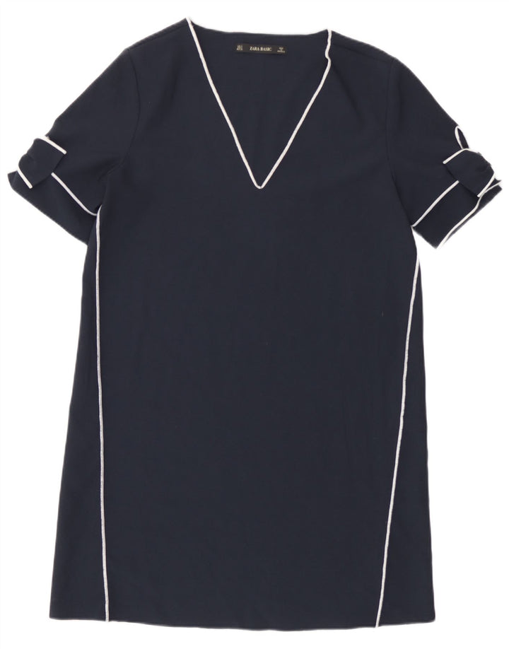 Женское платье прямого кроя Zara UK 10, маленькое темно-синее
