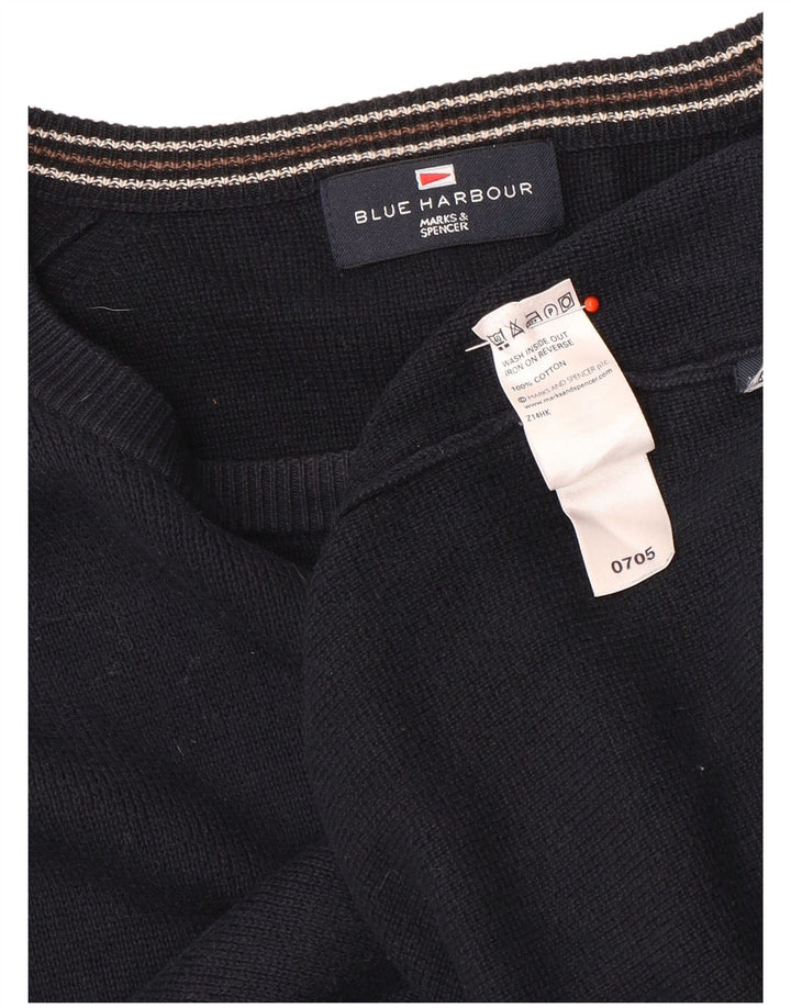 Мужской джемпер с вырезом лодочкой Marks & Spencer, средний темно-синий
