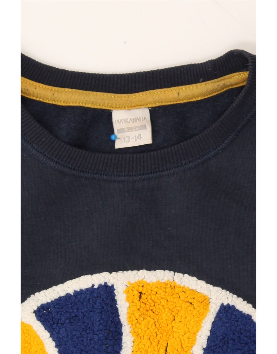 ELLESSE Boys Graphic Sweatshirt Jumper 13-14 Years  Navy Blue Cotton Vintage Ellesse and Second-Hand Ellesse from Messina Hembry 