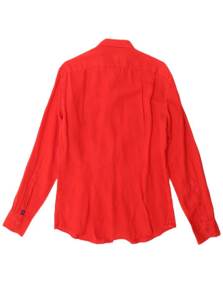 Мужская рубашка Trussardi Jeans среднего красного цвета из хлопка