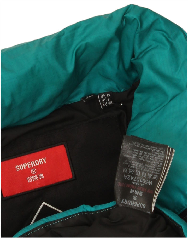 Женская стеганая куртка Superdry UK 12, средний бирюзовый полиэстер с цветными блоками