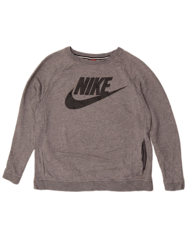 Женский свитер с рисунком Nike UK 14, хлопковый джемпер среднего серого цвета с крапинками
