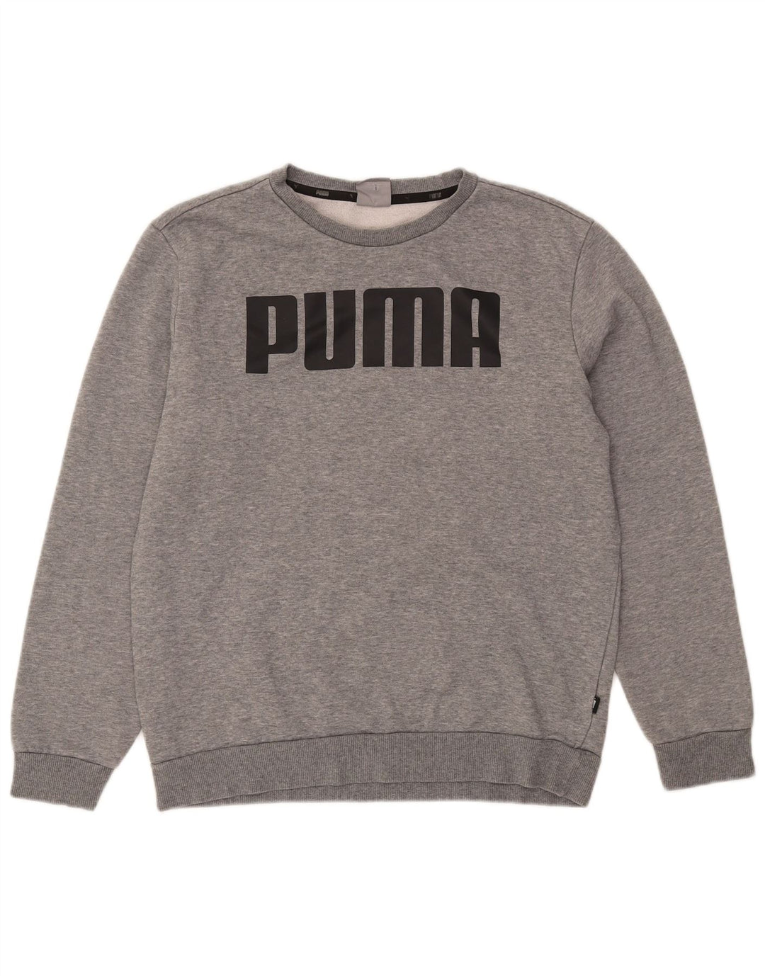 Мужской свитшот с рисунком Puma, хлопковый джемпер среднего серого цвета в крапинку