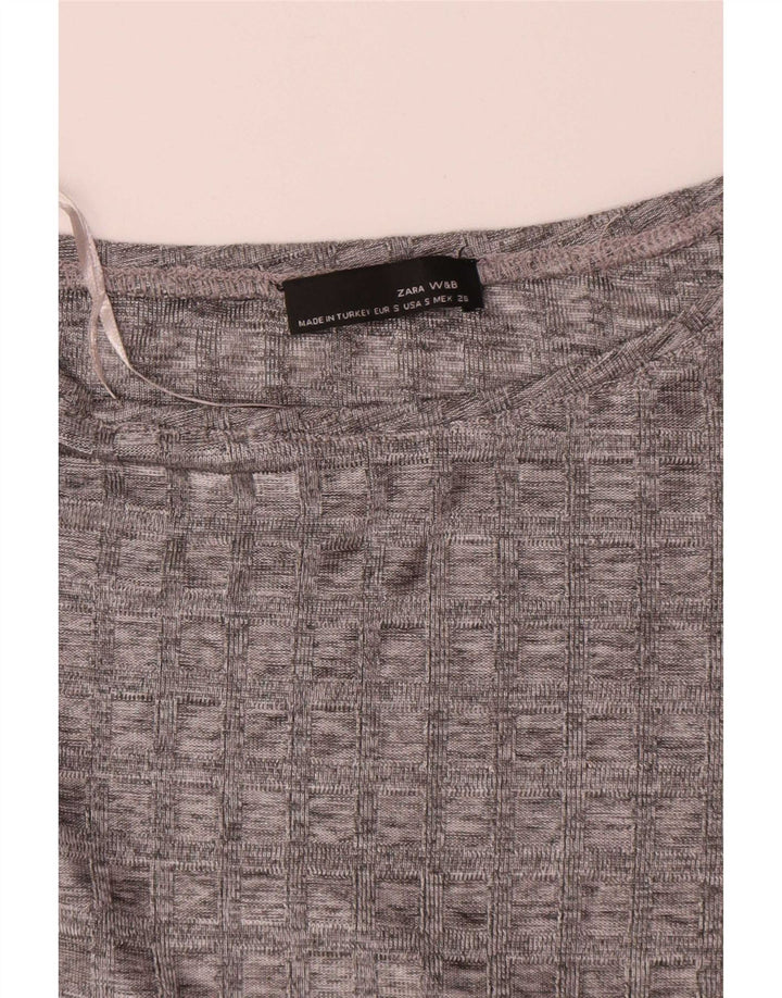 Женская туника с длинными рукавами Zara UK 10, маленькая серая клетка