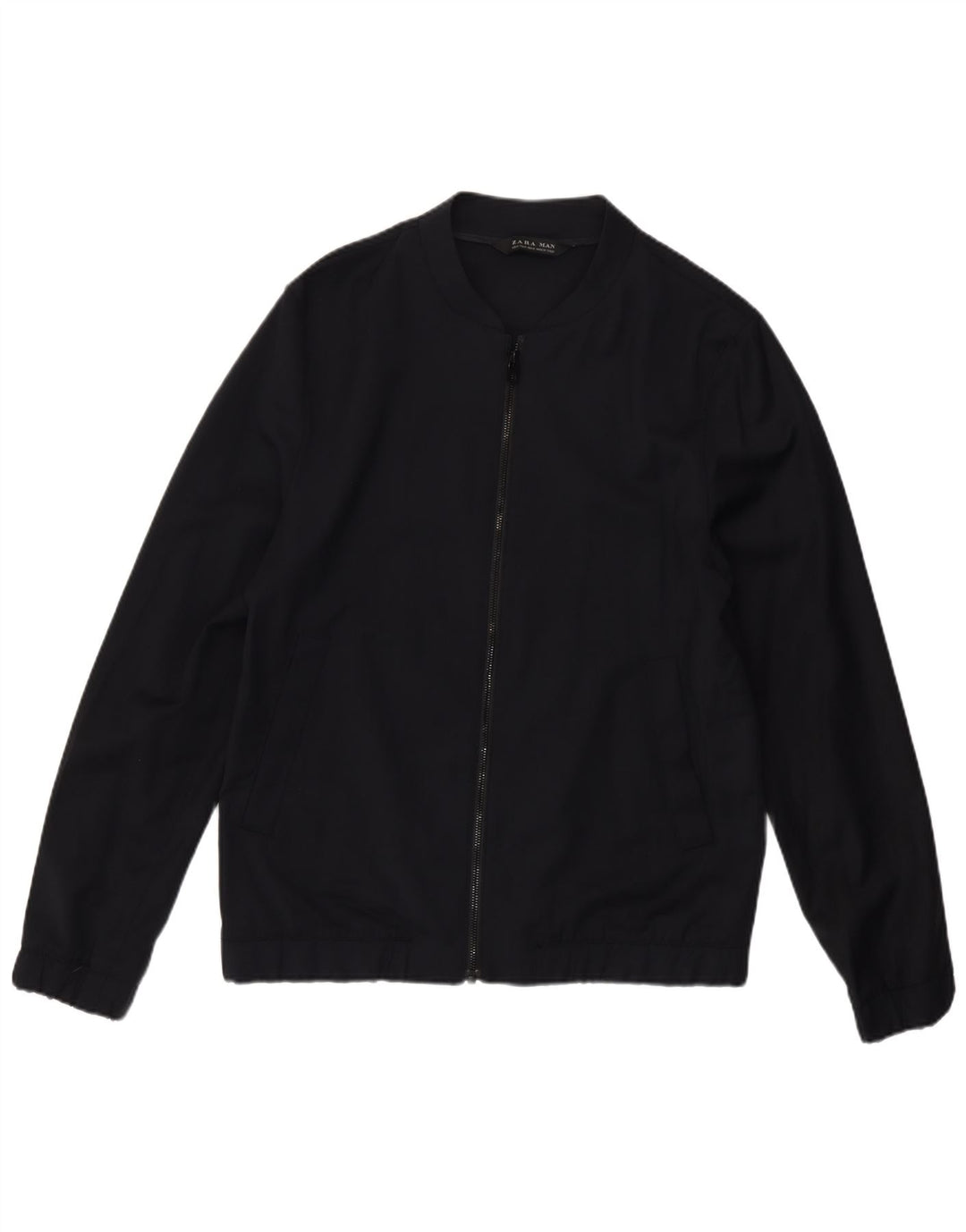 Мужская куртка-бомбер Zara UK 38, средний темно-синий, шерстяная