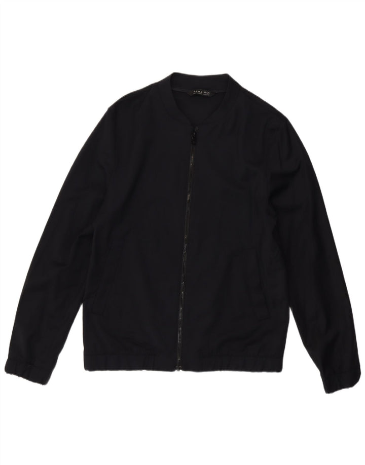 Мужская куртка-бомбер Zara UK 38, средний темно-синий, шерстяная