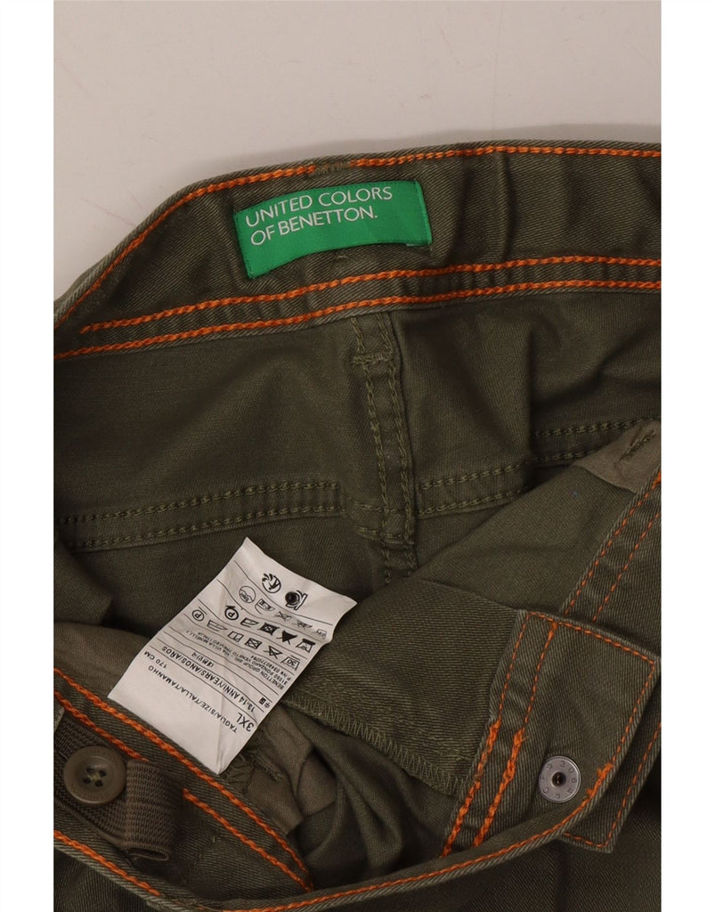 BENETTON Boys Straight Cargo Trousers 13-14 Years 3XL W28 L30 Khaki Cotton Vintage Benetton and Second-Hand Benetton from Messina Hembry 