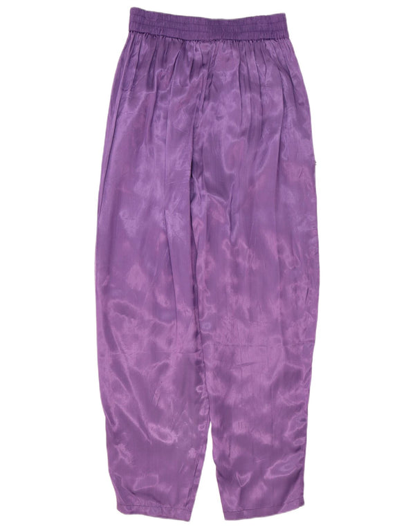 Винтажные женские брюки-шаровары с завязками, EU 40, средние W29 L29, фиолетовые с цветочным принтом