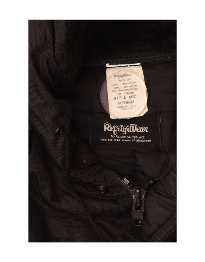 REFRIGIWEAR Женское стеганое пальто с капюшоном UK 14, средний черный нейлон
