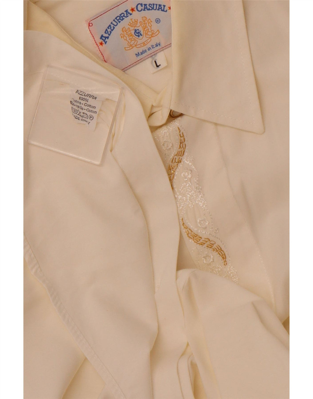 AZZURRA Мужская рубашка большого размера из хлопка белого цвета