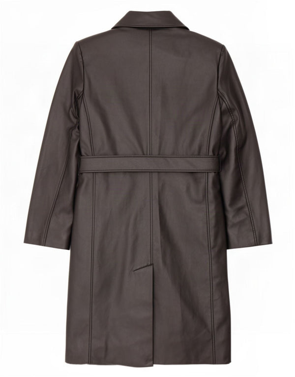 Женское пальто оверсайз из искусственной кожи Zara UK 10, маленькое черное из полиуретана