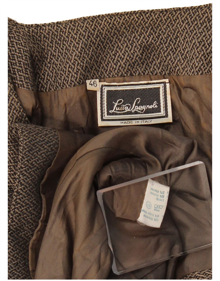 LUISA SPAGNOLI Женский пиджак на 1 пуговице IT 46 Большой коричневый с геометрическим узором