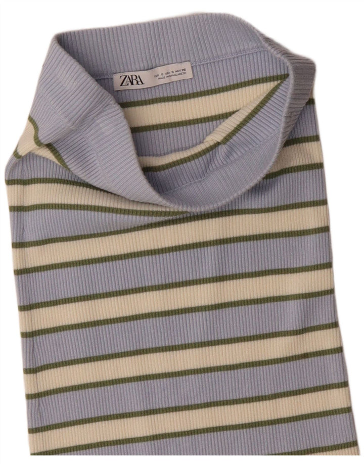 Женская трикотажная прямая юбка Zara, маленькая W26, синяя в полоску