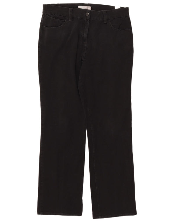 Marks & Spencer Womens Straight Casual Trousers UK 12 Medium W30 L27 Black