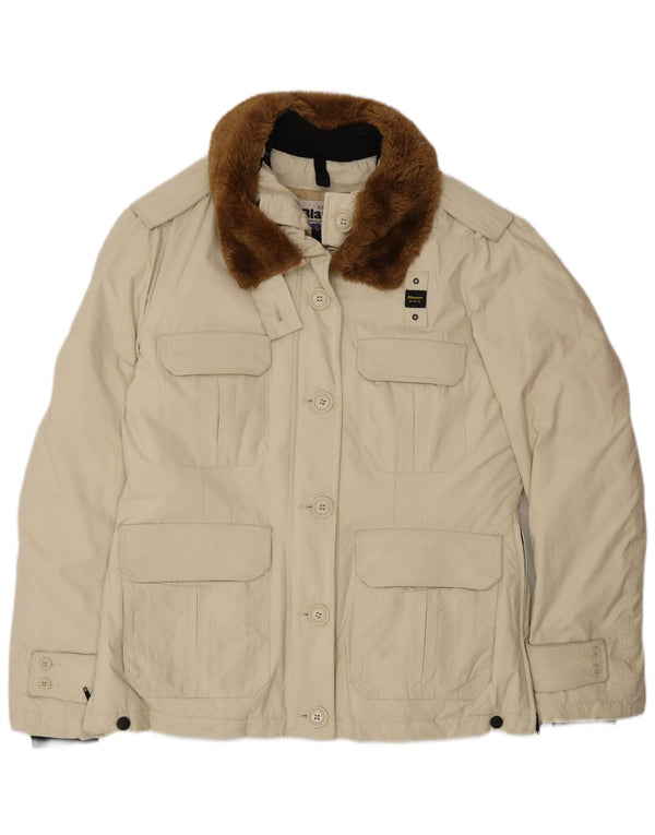 Женская стеганая куртка в стиле милитари Blauer UK 18 XL, бежевый нейлон