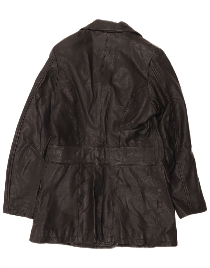 Винтажное женское кожаное пальто IT 42 Medium Black