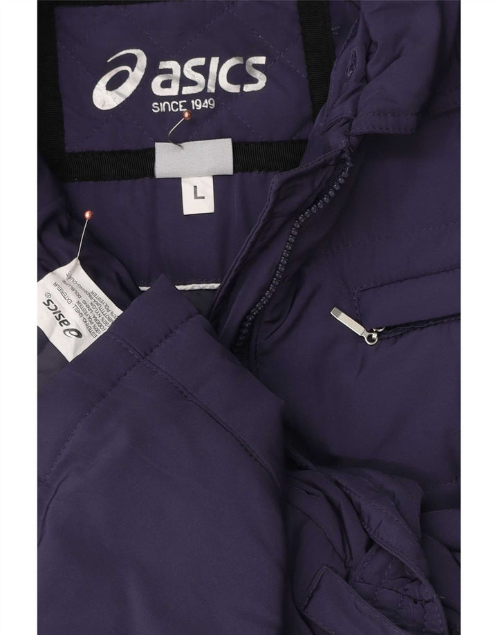 Женская стеганая куртка Asics UK 16, большая темно-синяя, полиэстер