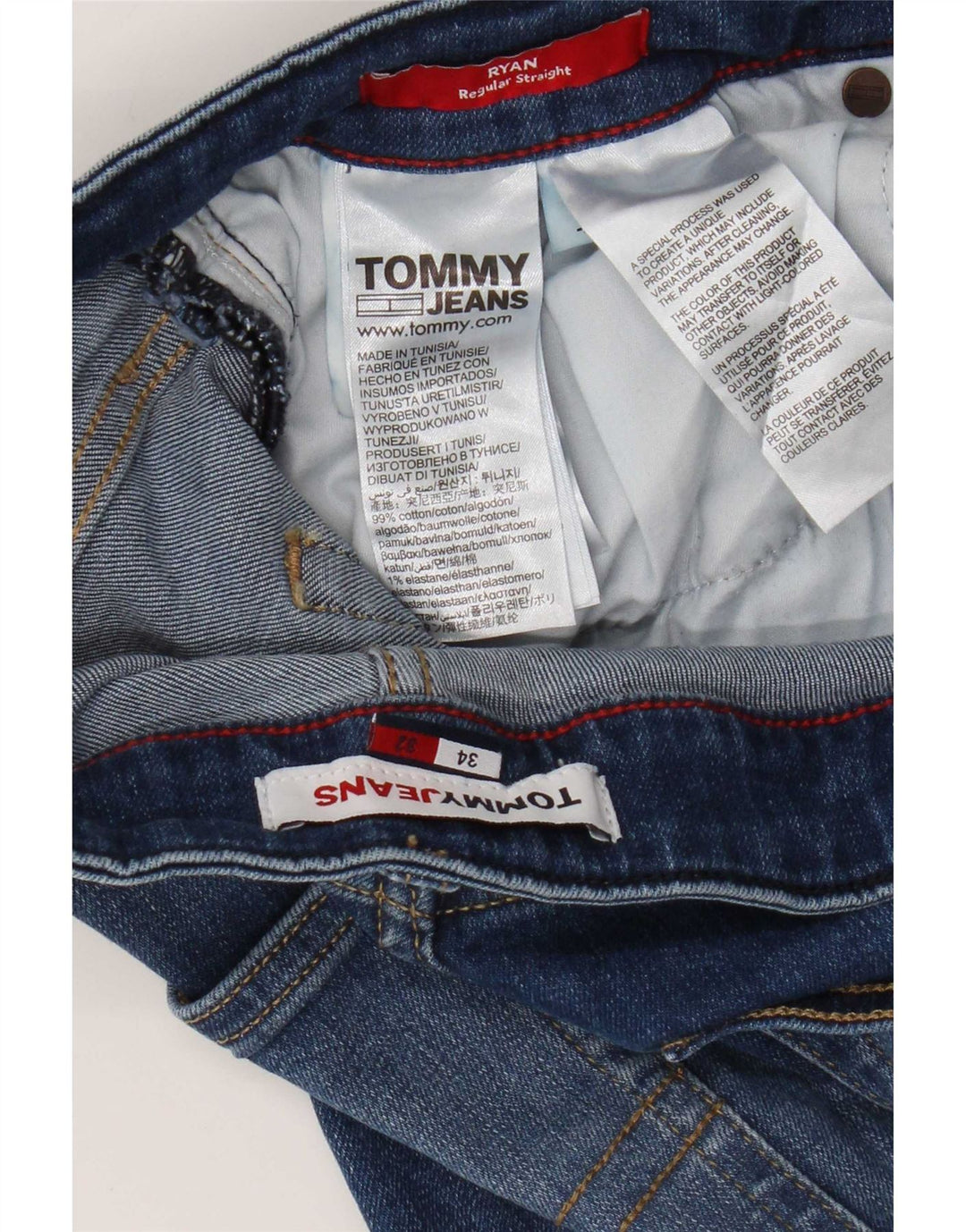 Мужские прямые джинсы Tommy Hilfiger Ryan Regular W34 L32, синий хлопок