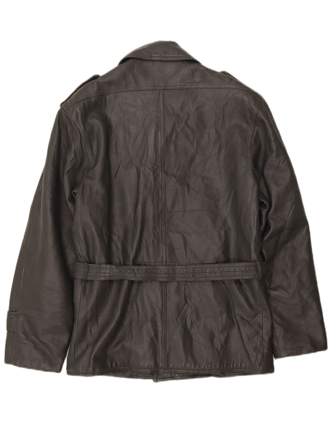 Винтажная мужская кожаная куртка в стиле милитари UK 38 средний серый