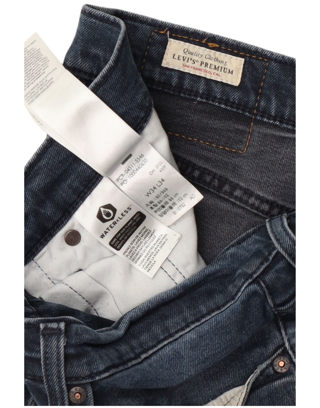 Мужские узкие джинсы Levi's W34 L34 темно-синие, хлопок