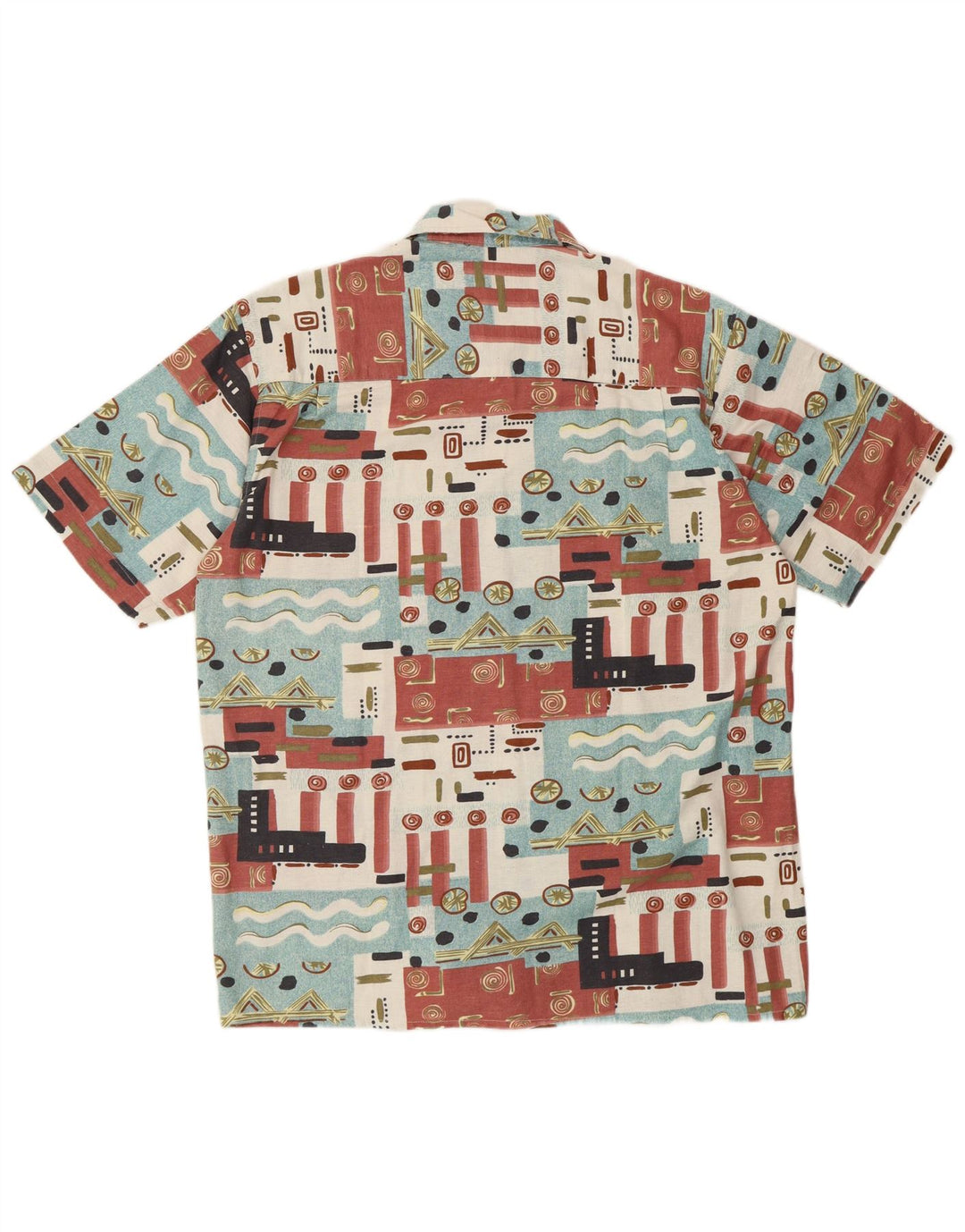 Мужская рубашка BROADWAY с коротким рукавом, размер 39/40, средняя, разноцветная, с геометрическим узором