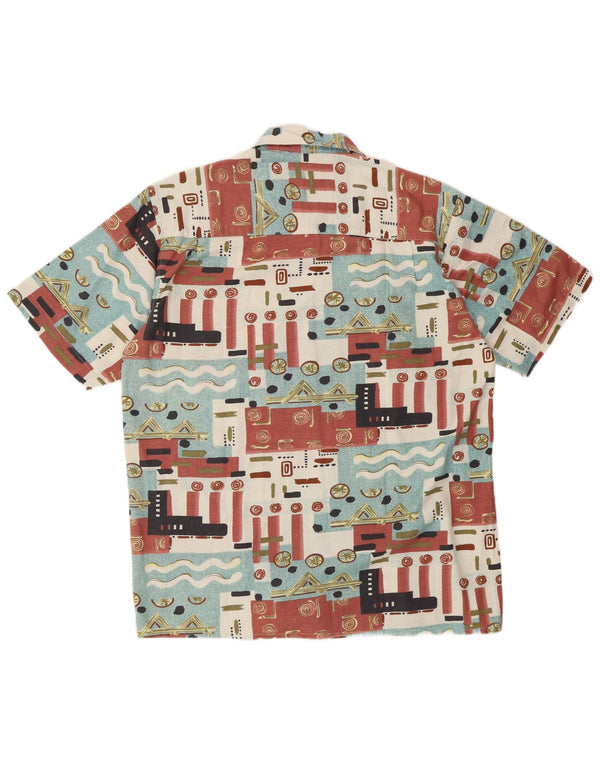 Мужская рубашка BROADWAY с коротким рукавом, размер 39/40, средняя, разноцветная, с геометрическим узором