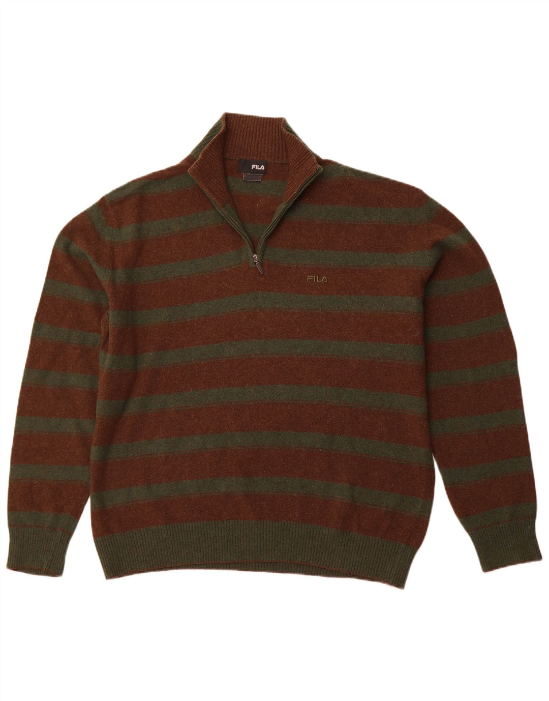 Мужской свитер FILA с воротником на молнии XL в коричневую полоску