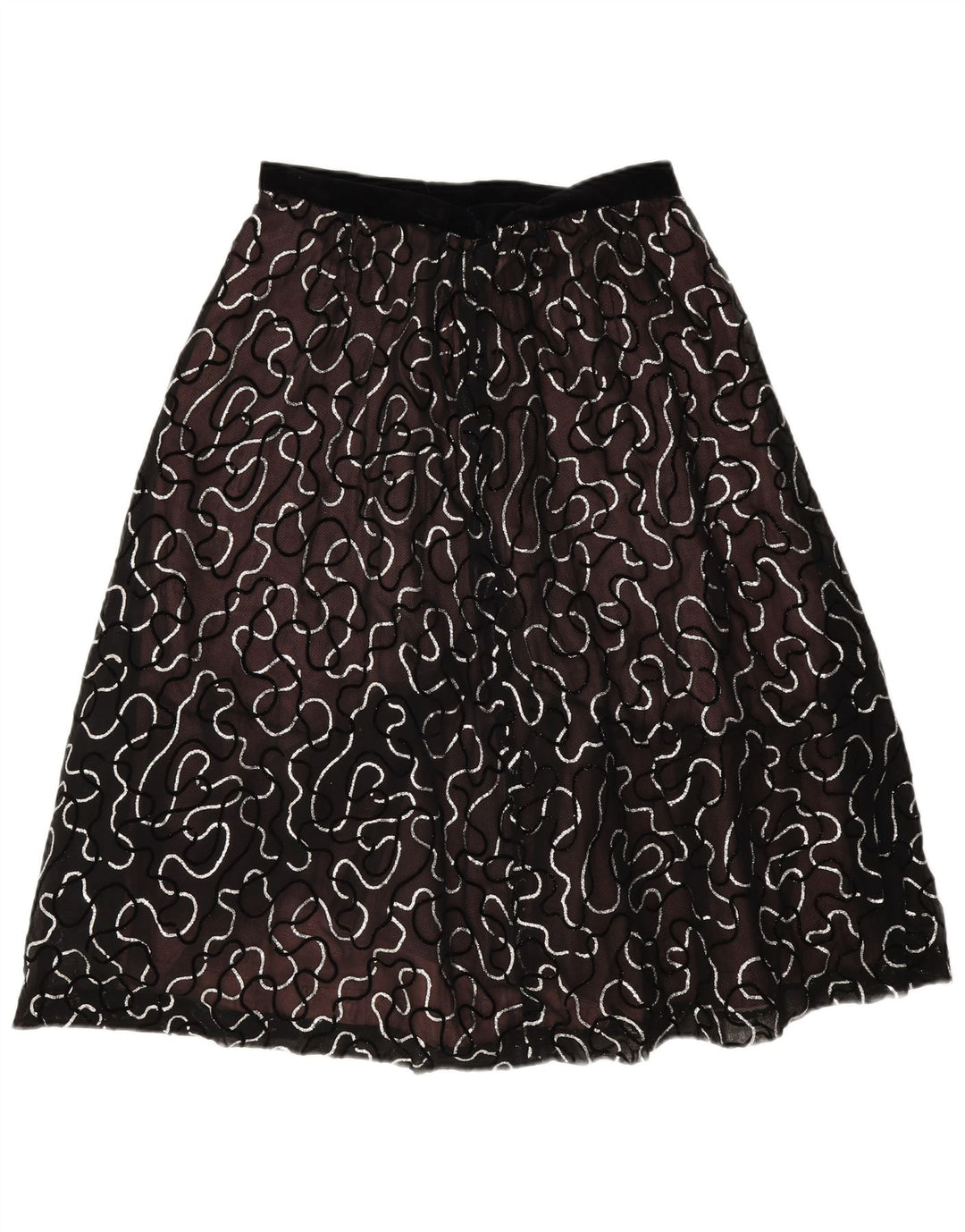 VINTAGE Womens Abstract Pattern A-Line Skirt W30 Medium Black