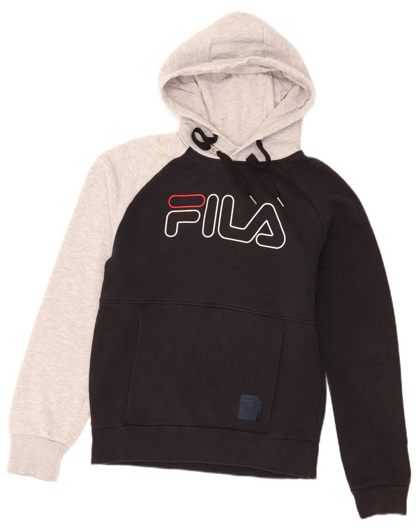 Мужской джемпер с капюшоном Fila стандартного кроя XS, черный, хлопок с цветными блоками