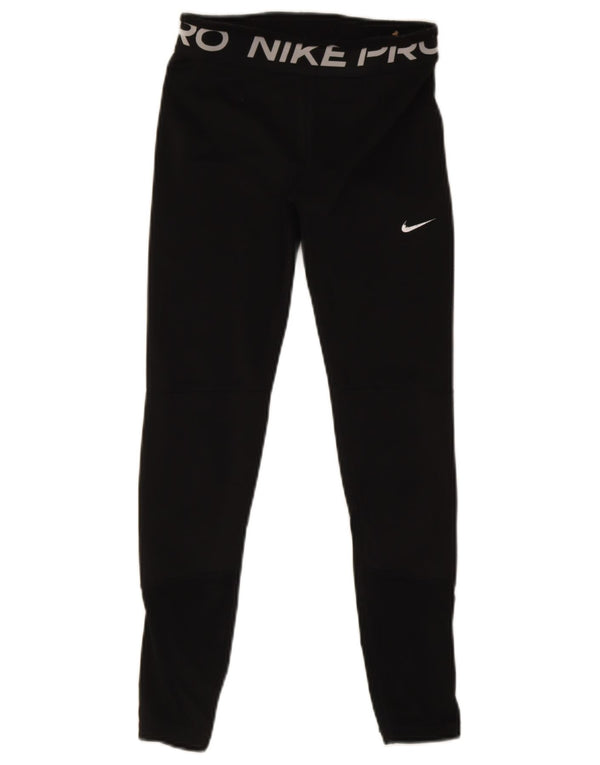 Женские леггинсы с рисунком Nike Dri Fit UK 14, большой черный полиэстер