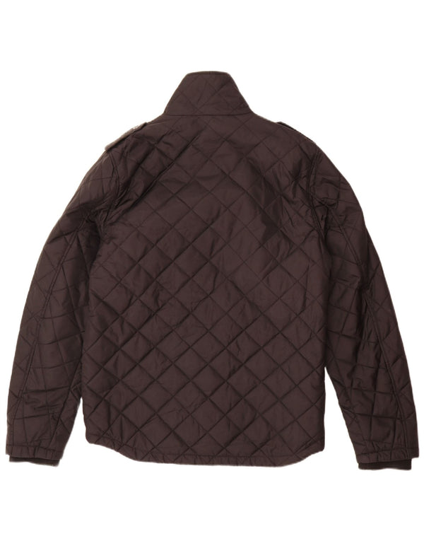 Jack & Jones Mens Military Quilted Jacket UK 38 Medium Black Nylon