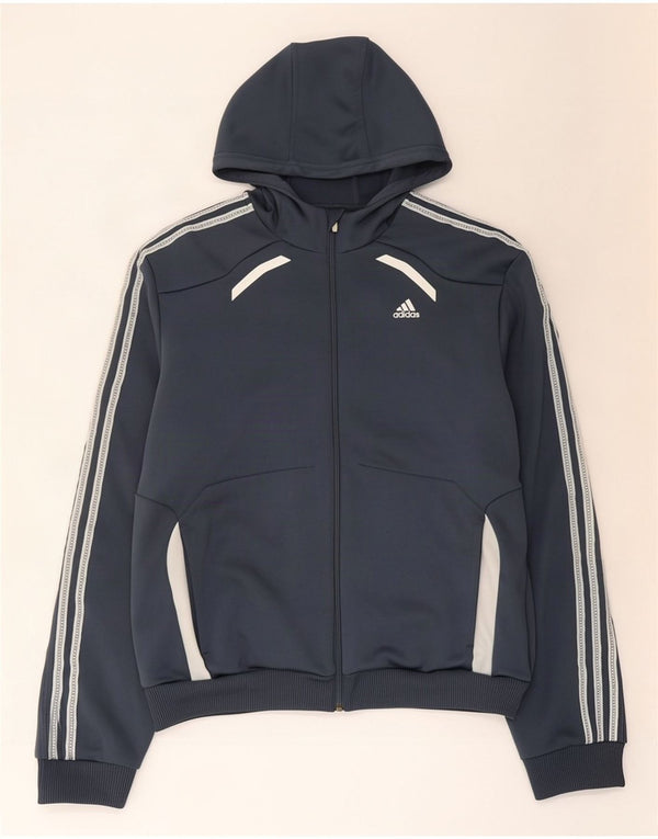Мужской свитер с капюшоном Adidas Climalite на молнии, большой серый, полиэстер с цветными блоками