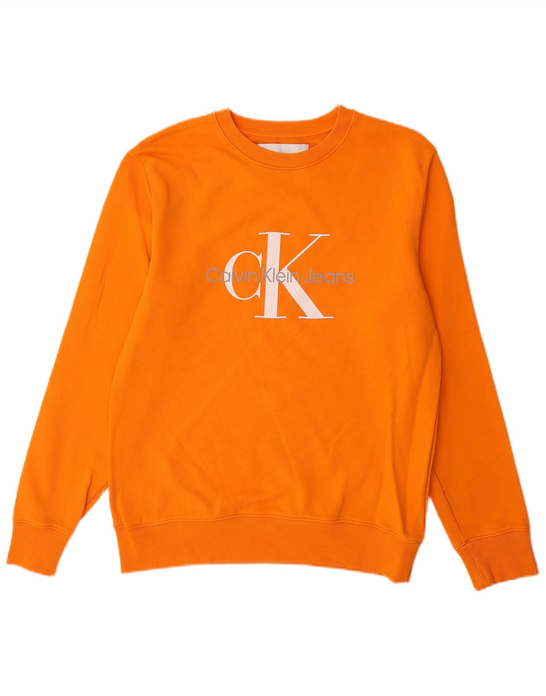 Мужской свитшот с рисунком Calvin Klein Jeans, джемпер среднего оранжевого цвета, хлопок