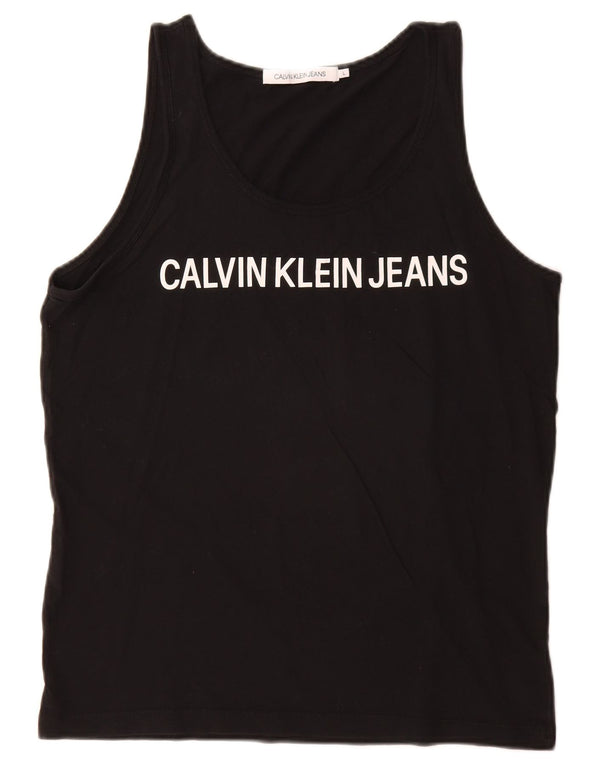 Женский жилет с рисунком Calvin Klein Jeans UK 16, большой черный хлопок