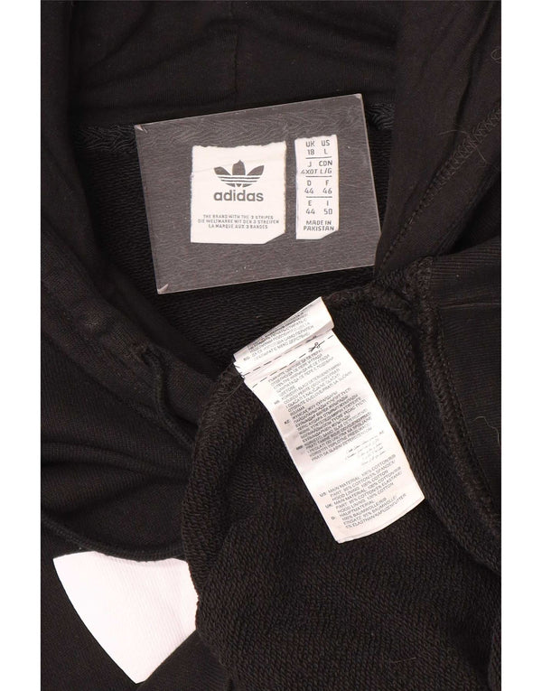 Женский джемпер с капюшоном Adidas с графическим рисунком UK 18 XL, черный хлопок
