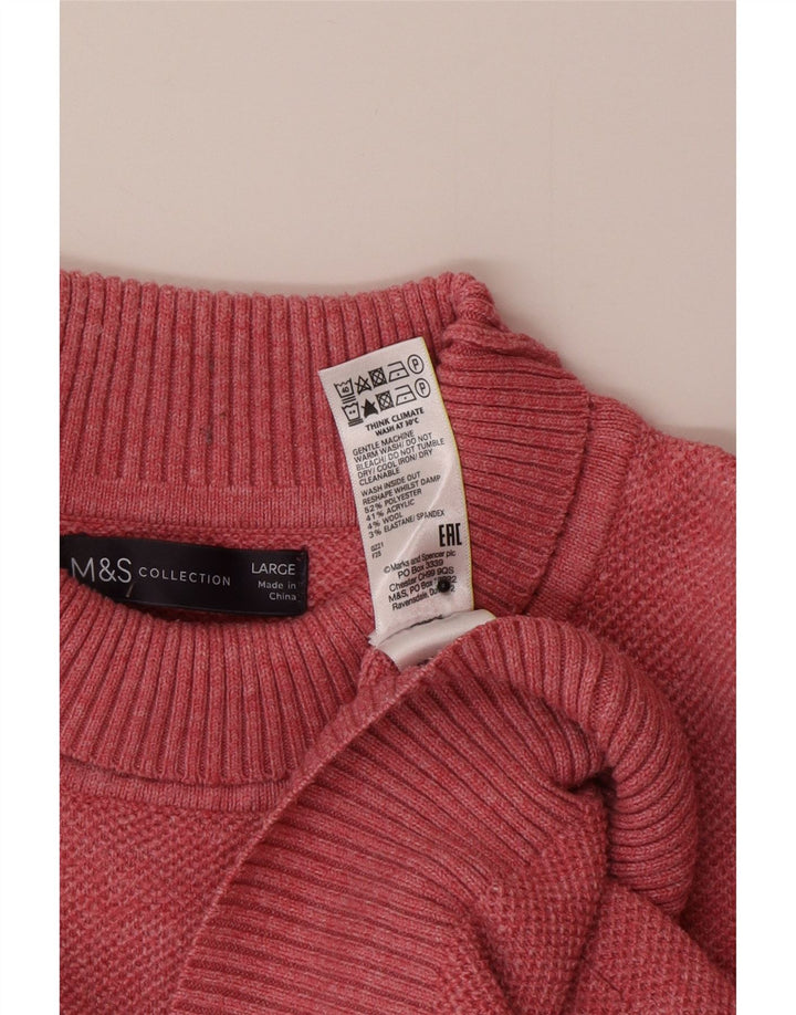 Женский свободный джемпер с высоким воротником Marks & Spencer, Великобритания, 16, большой розовый