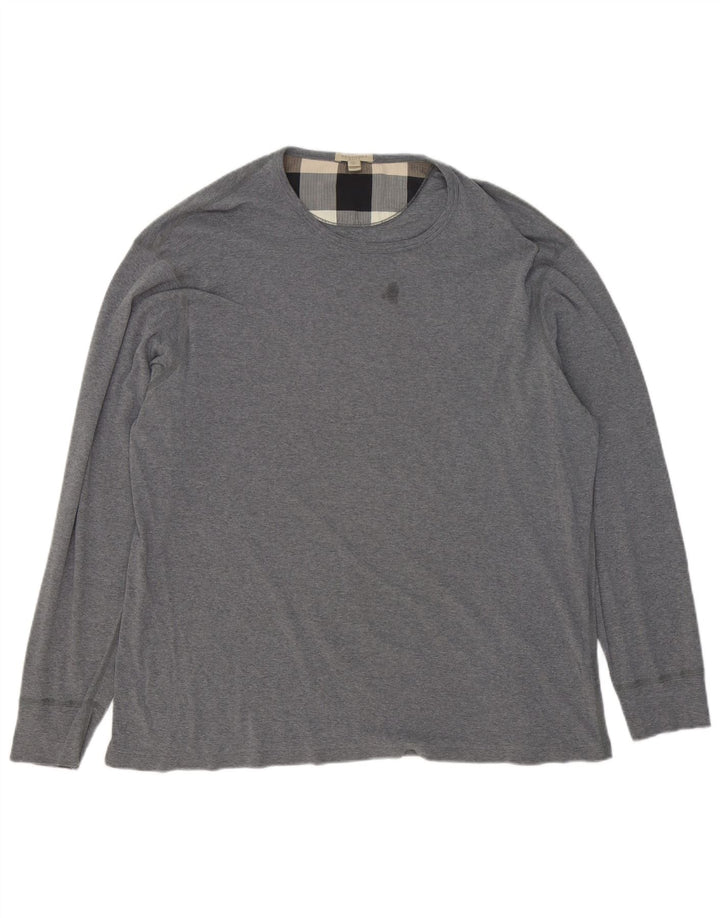 Мужской топ Burberry с длинным рукавом 2XL, серый хлопок