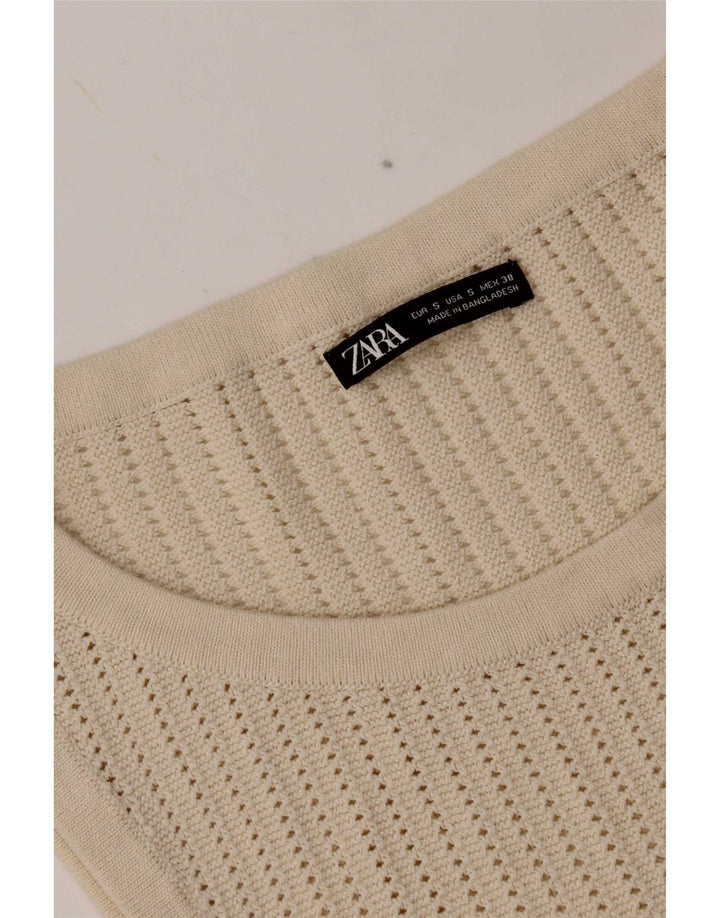 Женская майка без рукавов Zara UK 8, маленькая, бежевая