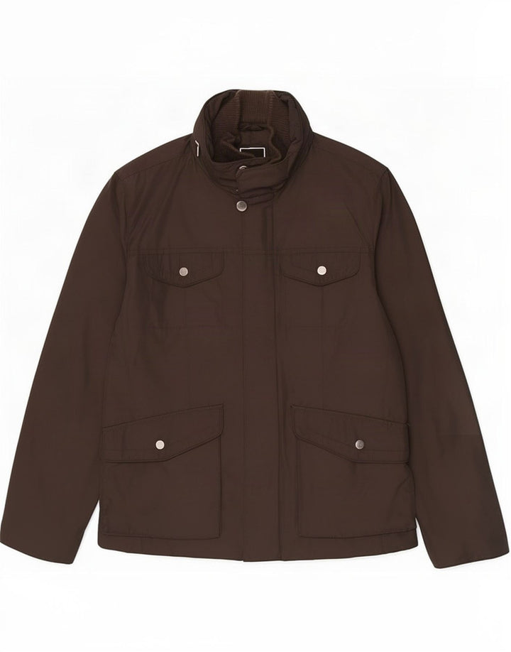 Мужская спортивная куртка с капюшоном Zara UK 40, большая, коричневая, полиэстер