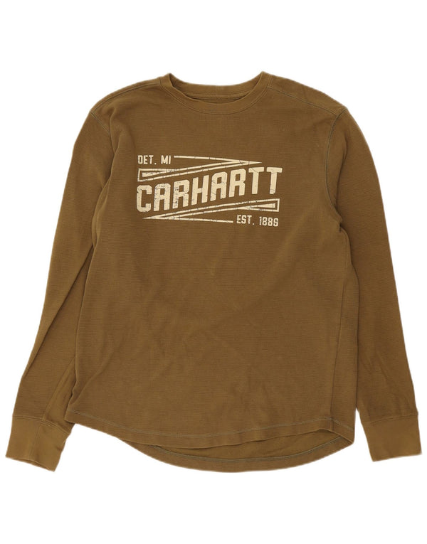 Мужской топ Carhartt свободного кроя с рисунком и длинными рукавами, средний зеленый хлопок, хлопок