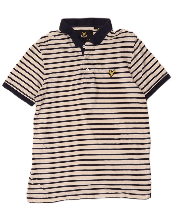 Мужская рубашка-поло для регби Lyle & Scott, хлопковая белая полоска среднего размера