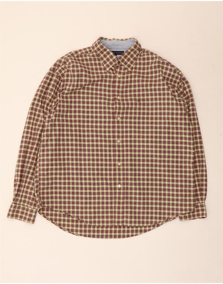 Мужская рубашка Tommy Hilfiger XL, бежевая клетка, хлопок