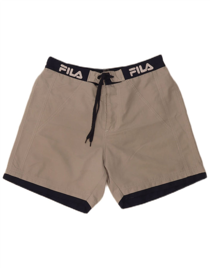 Fila Мужские шорты для плавания с графическим рисунком, средний серый цвет, полиэстер с цветными блоками