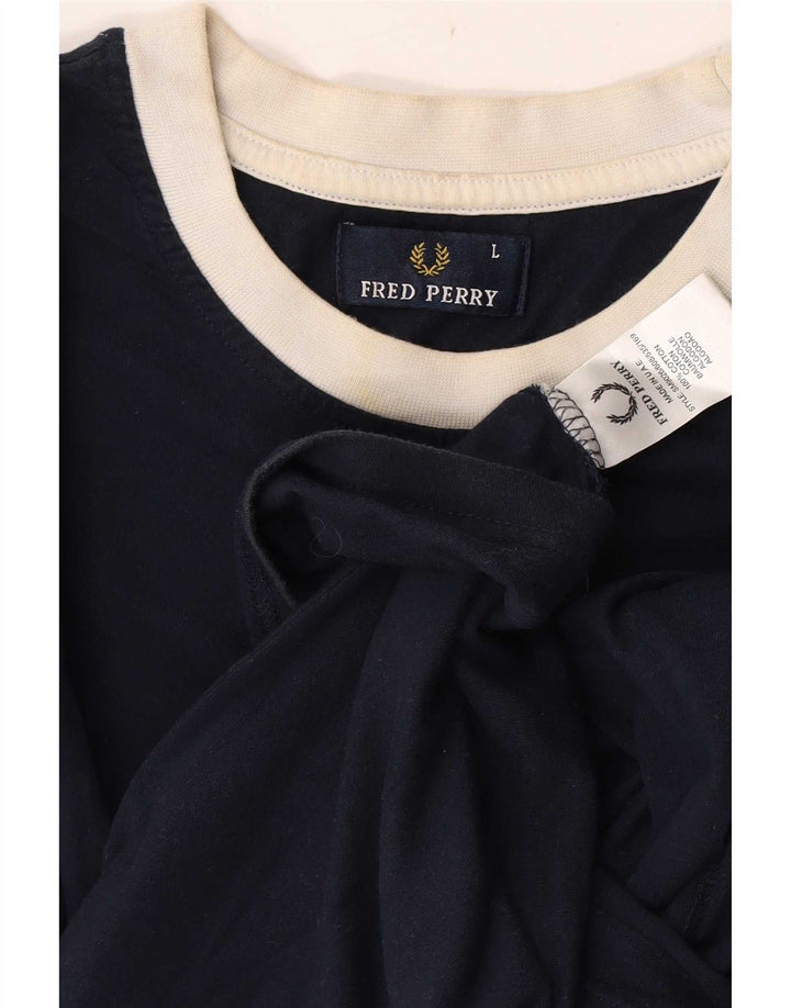 Мужская футболка Fred Perry, большой темно-синий хлопок