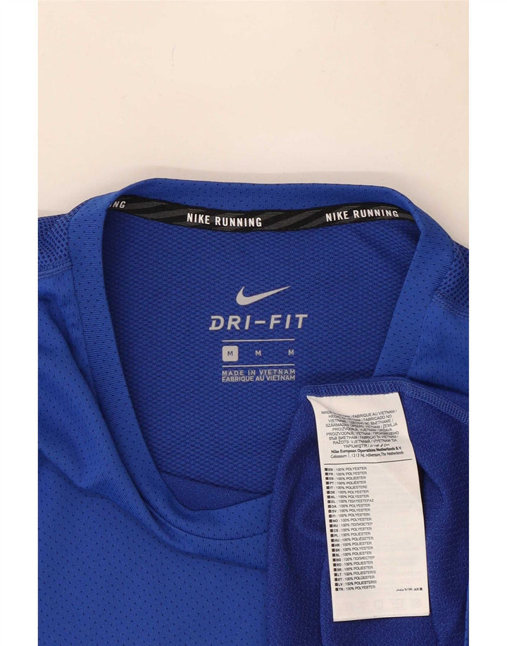 Мужской топ Nike Dri Fit с длинным рукавом, средний синий полиэстер