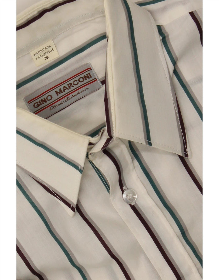 GINO MARCONI Mens Short Sleeve Shirt Size 39 Medium White Pinstripe Vintage Gino Marconi and Second-Hand Gino Marconi from Messina Hembry 
